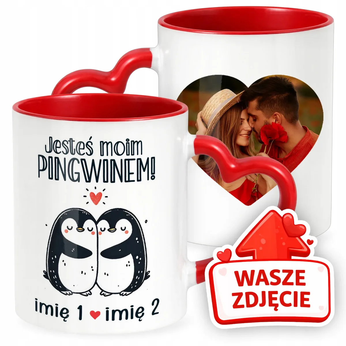 Kubek Walentynkowy Z Własnym Zdjęciem Imionami Serce Walentynki Prezent