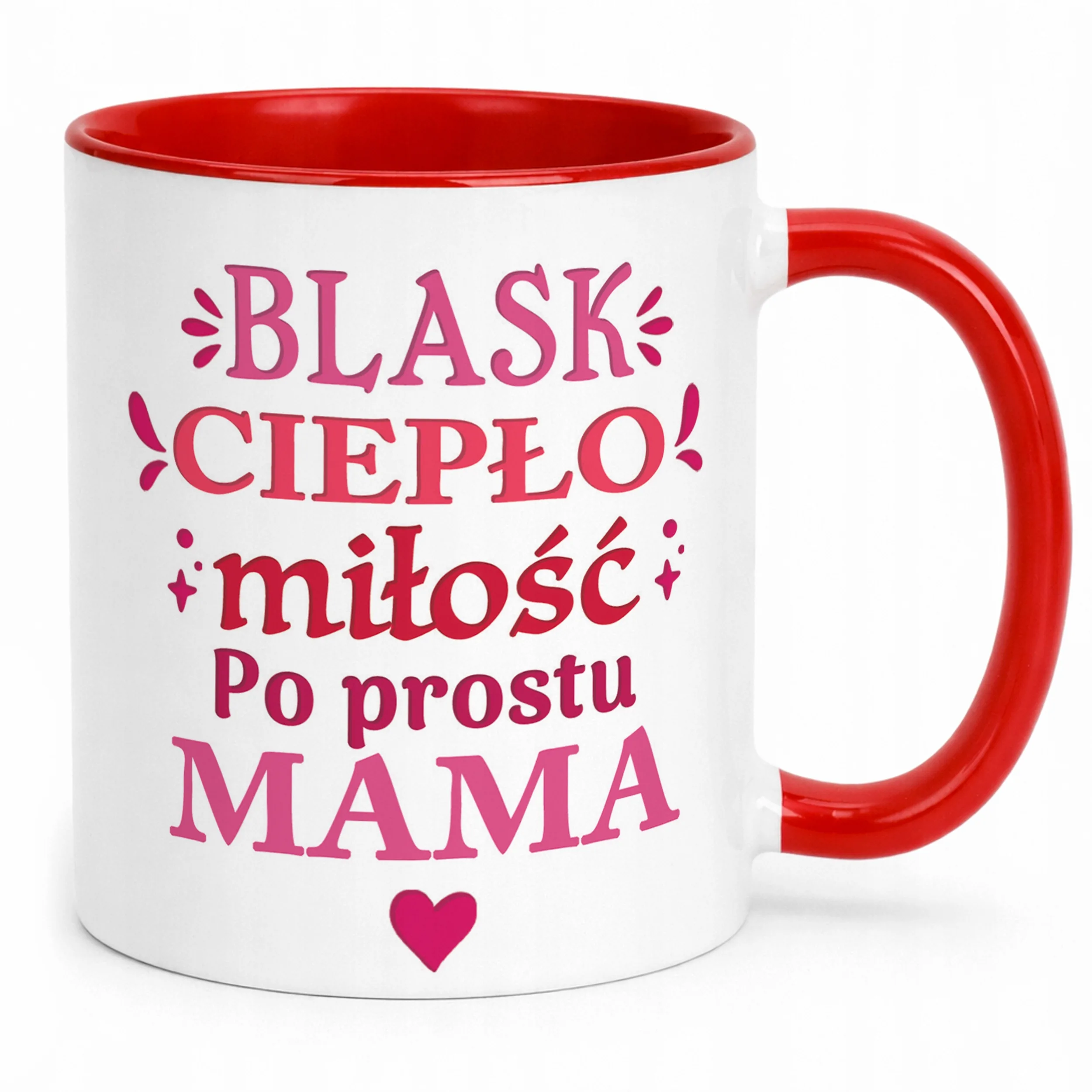 Kubek Czerwony Dzień Matki Dla Mamy Prezent Blask Ciepło Miłość