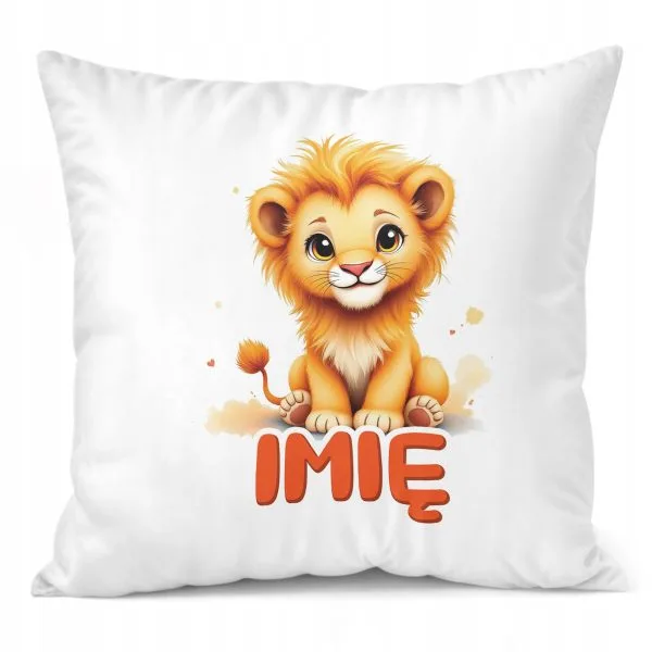 Poduszka 38x38cm Personalizowana Lew Zwierzak Słodki Dla Dzieci