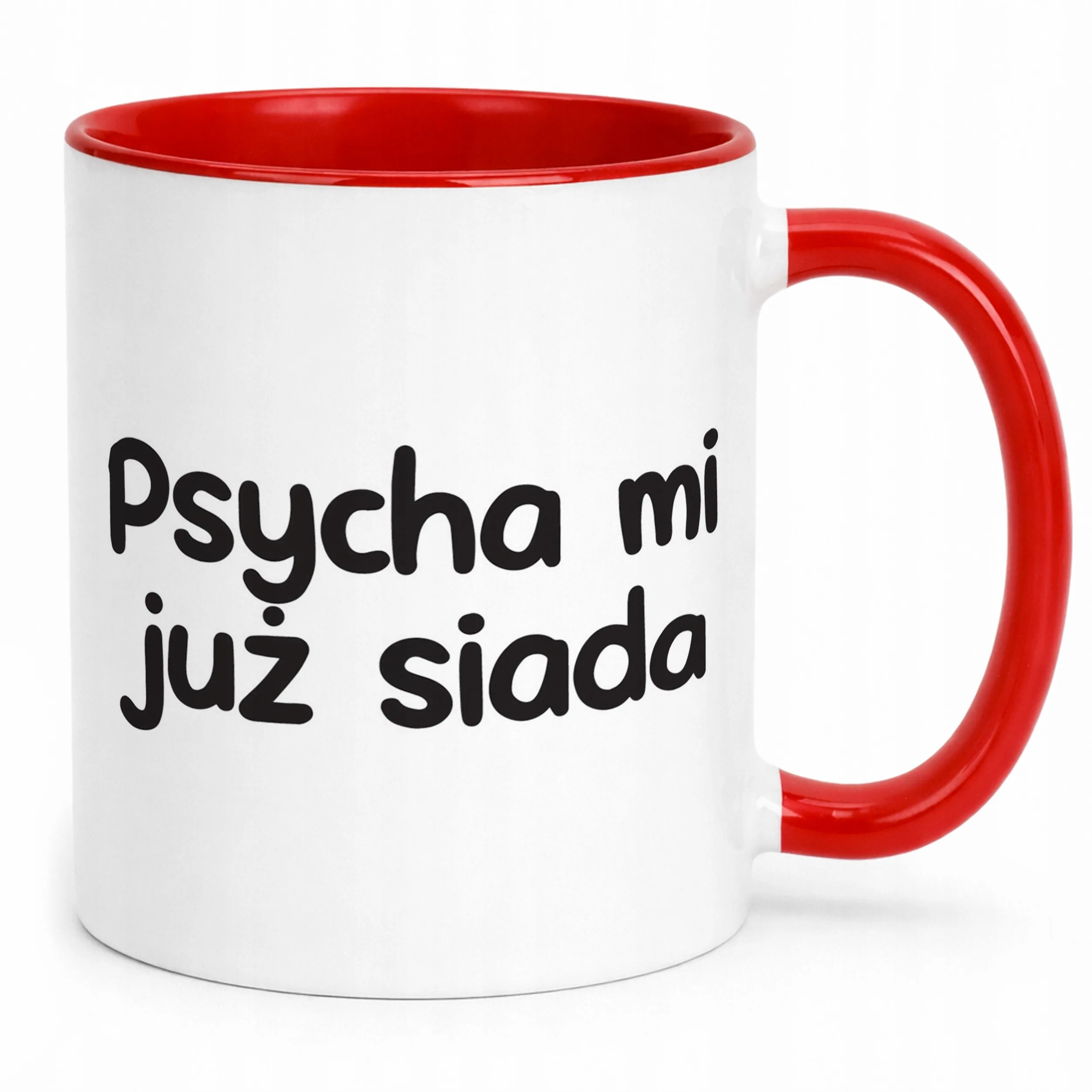 Kubek Czerwony Psycha Mi Już Siada Śmieszny Zabawny Prezent