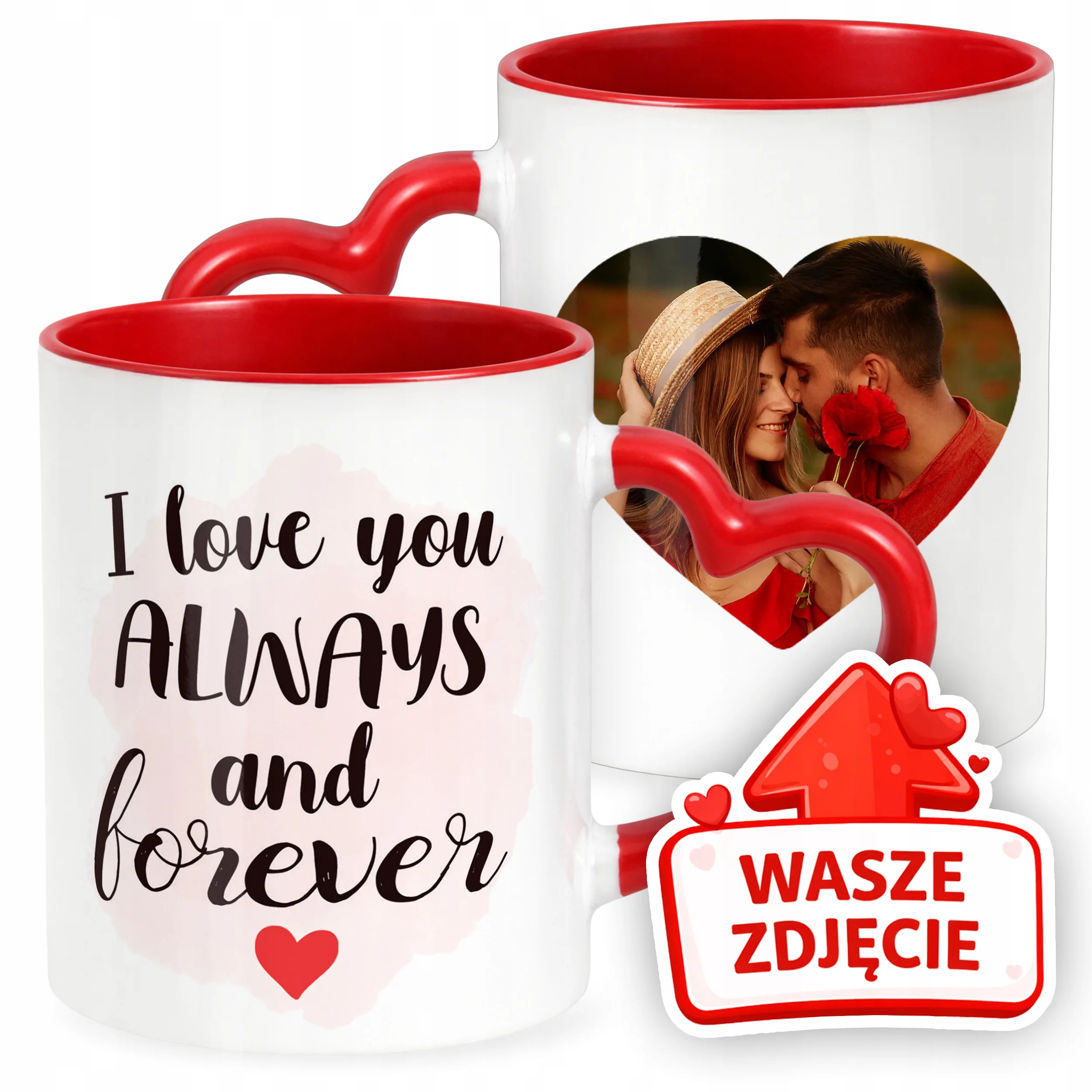 Kubek Walentynkowy Z Własnym Zdjęciem Serce Walentynki Prezent Upominek
