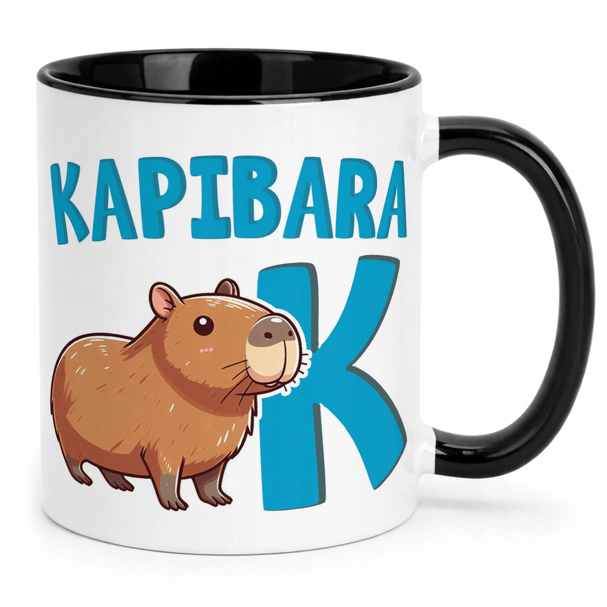 Kubek Czarny Kapibara Capybara Zwierzak Słodki Dla Dzieci Prezent