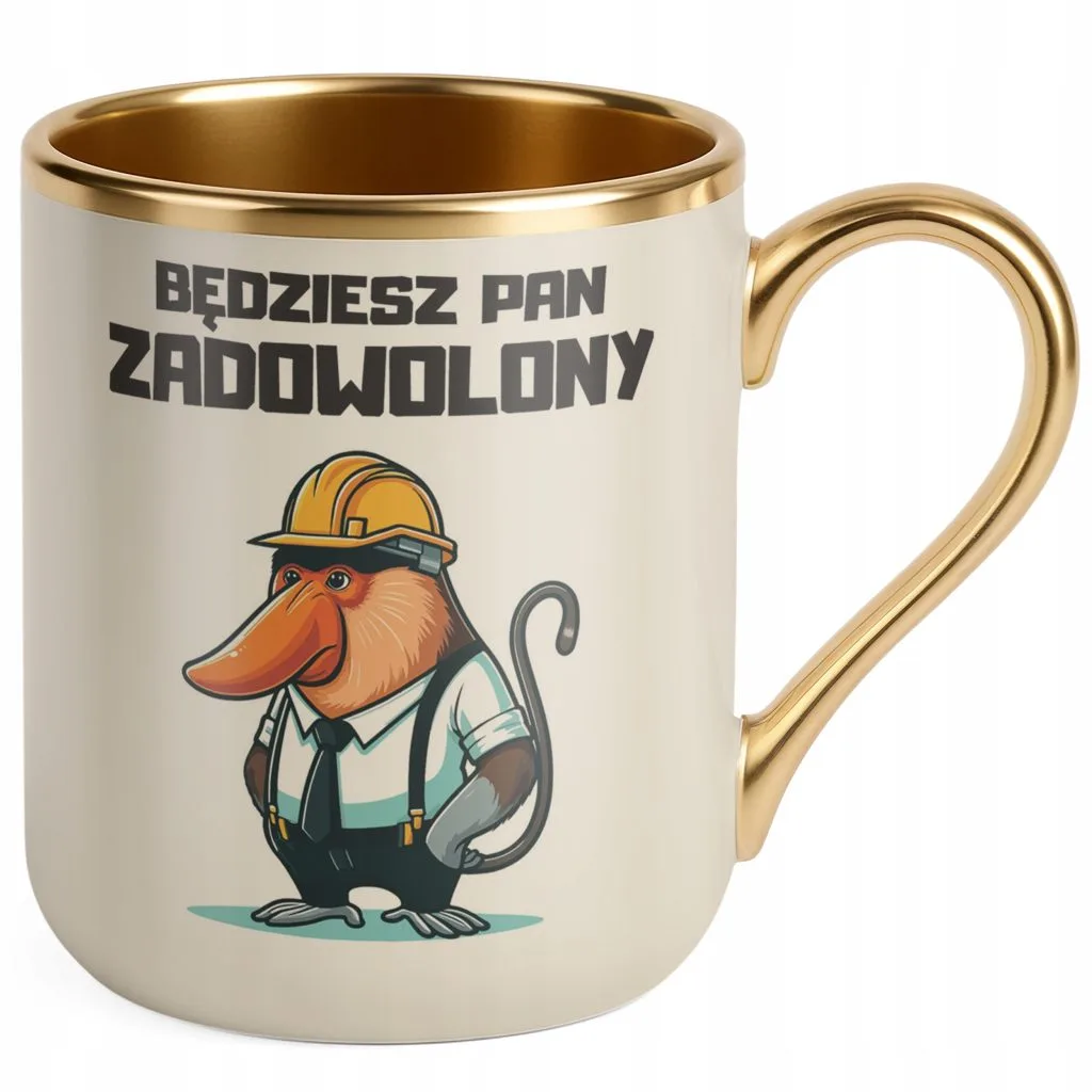 Kubek Premium Złoty Ecru Janusz Nosacz Do Pracy Zabawny Prezent
