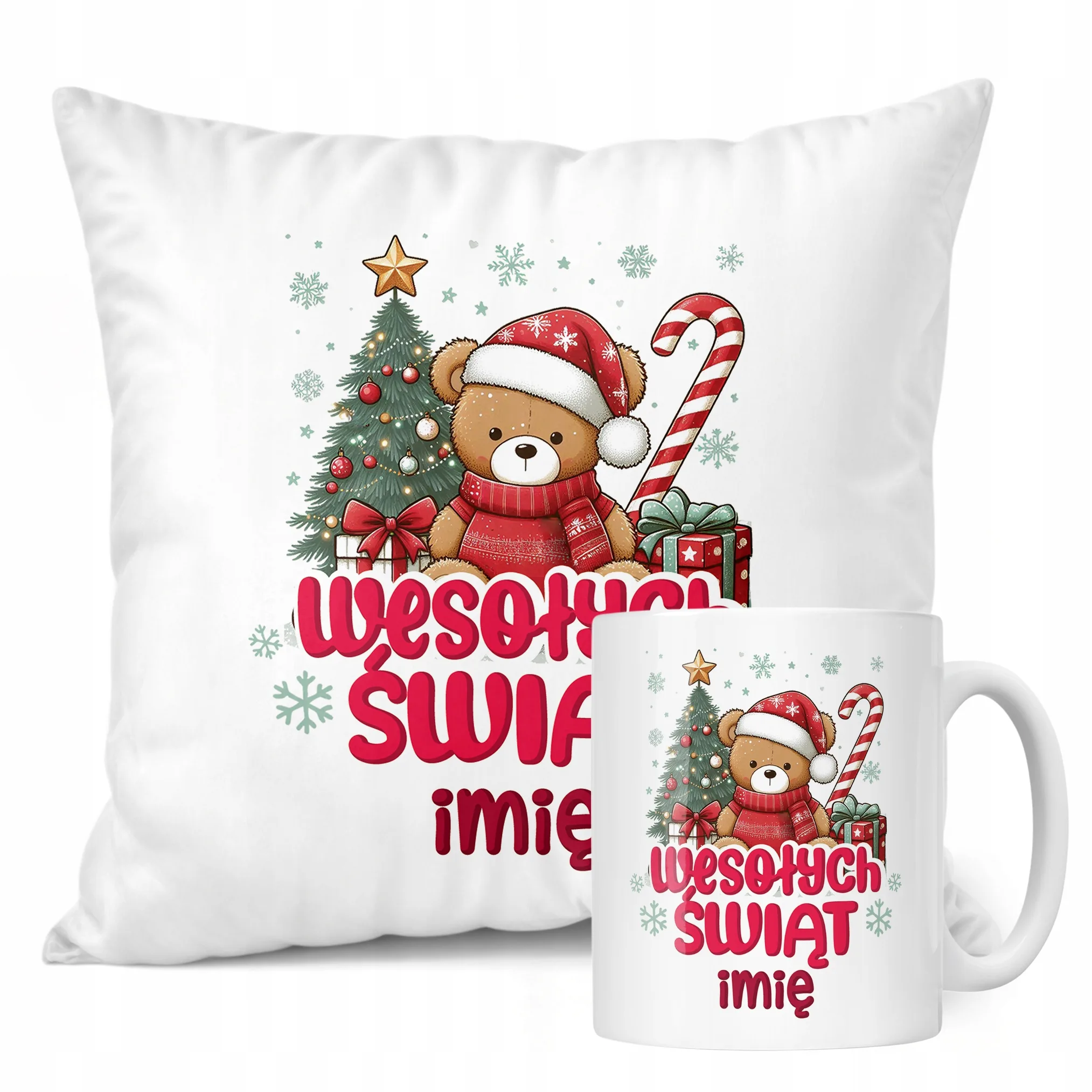 Zestaw Świąteczny Personalizowany Kubek + Poduszka Boże Narodzenie
