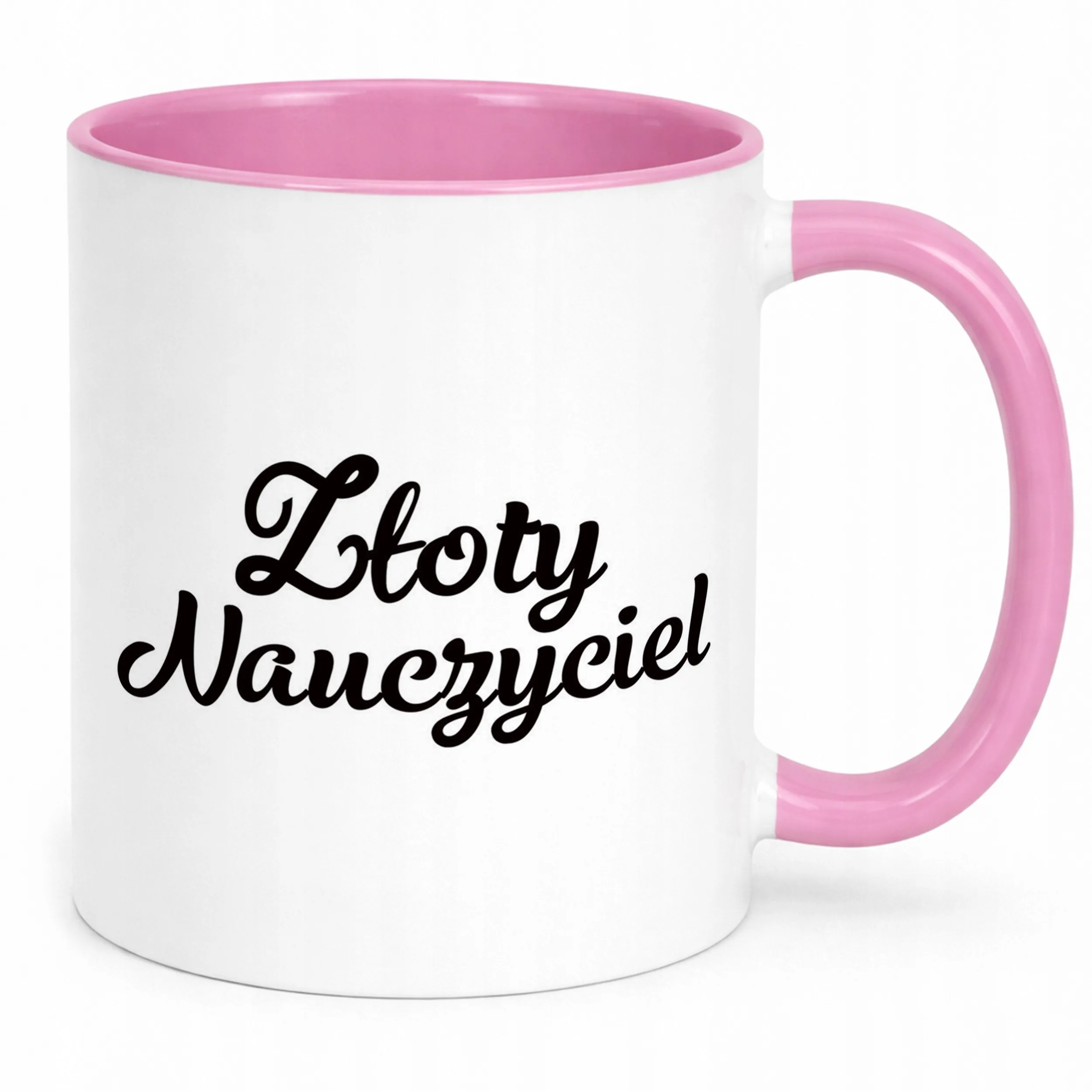 Kubek Różowy Złoty Ecru Nauczyciel Dzień Nauczyciela Prezent