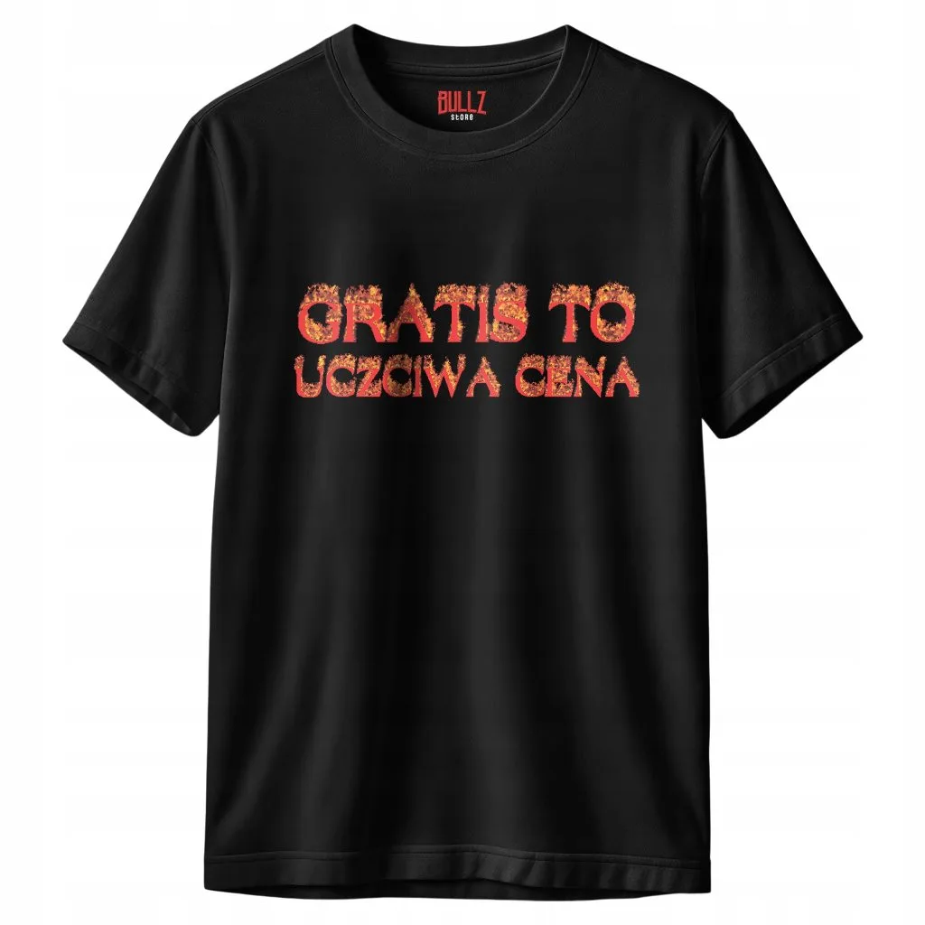 Koszulka czarna męska Gratis To Uczciwa Cena Memy r. 3XL