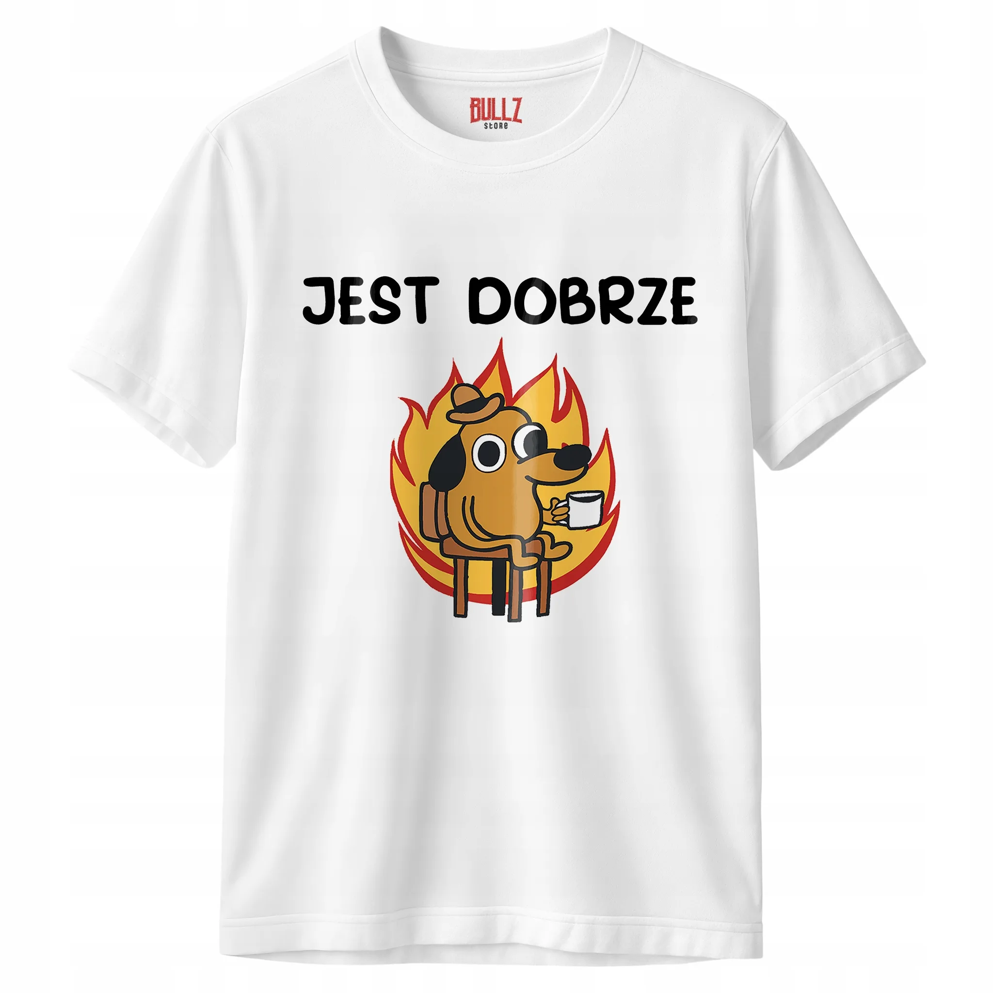 Koszulka biała męska Jest Dobrze Zabawny Prezent