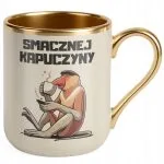 Kubek Premium Złoty Ecru Janusz Nosacz Kawa Zabawny Prezent