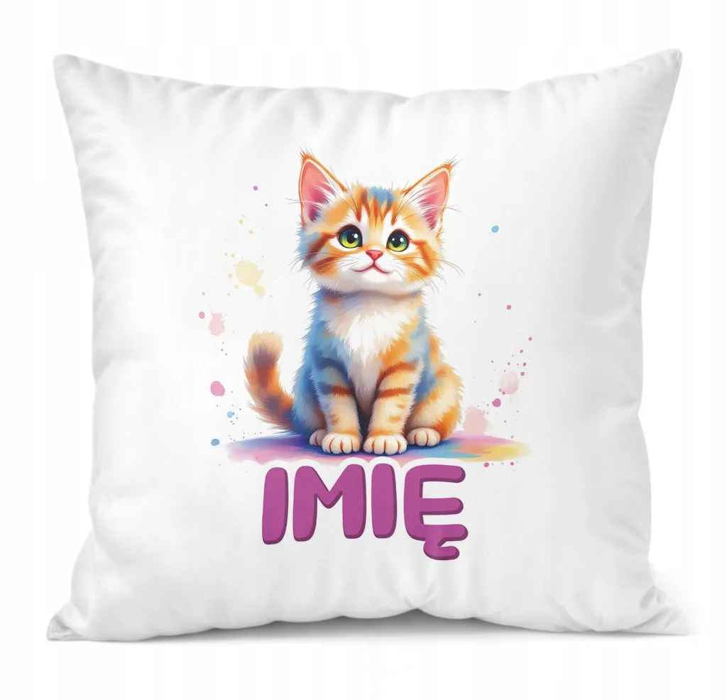 Poduszka 38x38cm Personalizowana Kot Kotek Zwierzak Słodki Dla Dzieci