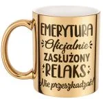 Złoty Kubek ceramiczny z okazji Emerytury Dla Emeryta Emerytki Prezent