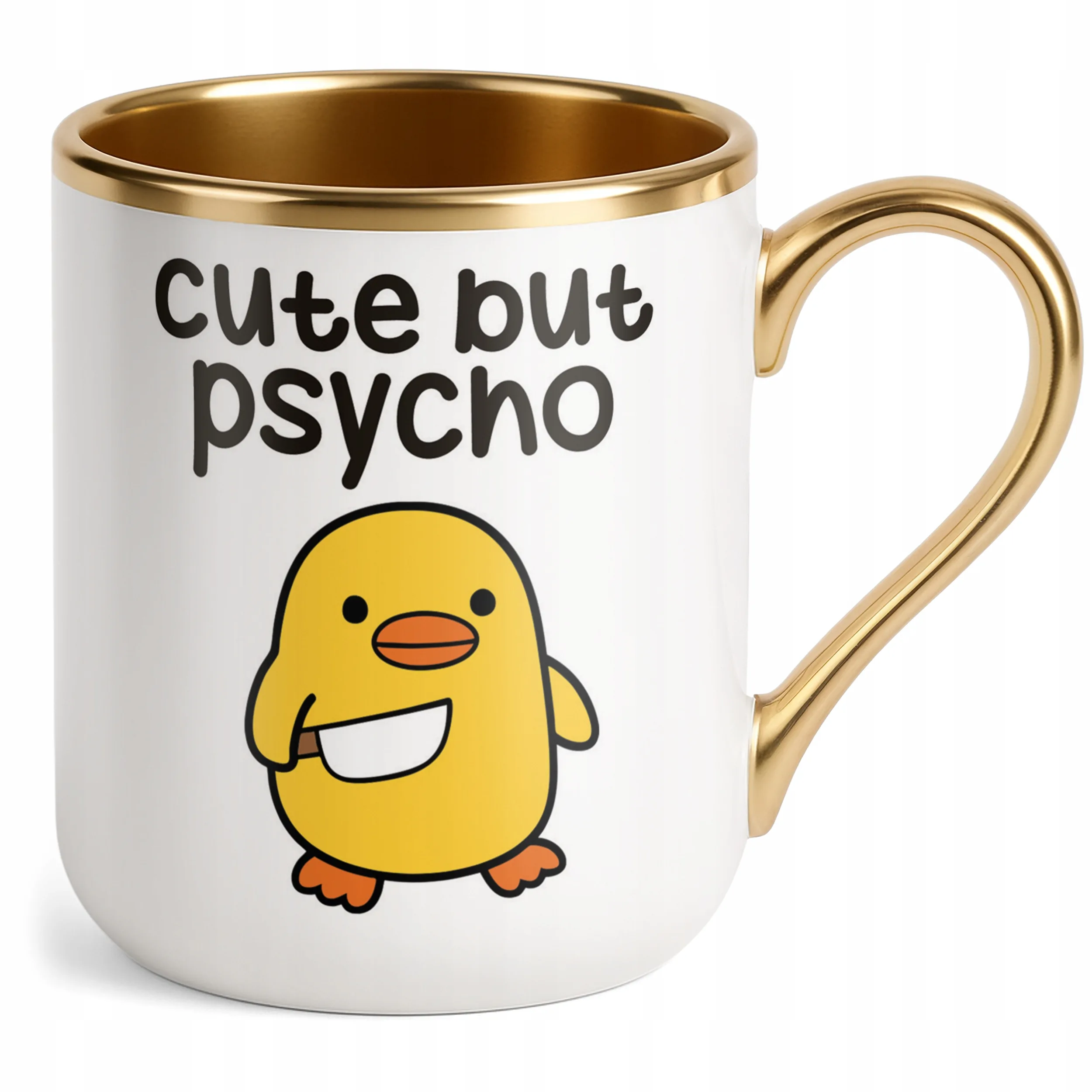 Kubek Premium Złoty Cute But Psycho Śmieszny Zabawny Prezent