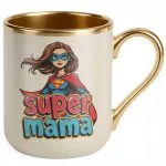 Kubek Premium Złoty Ecru Dzień Matki Dla Mamy Prezent Upominek Super Mama