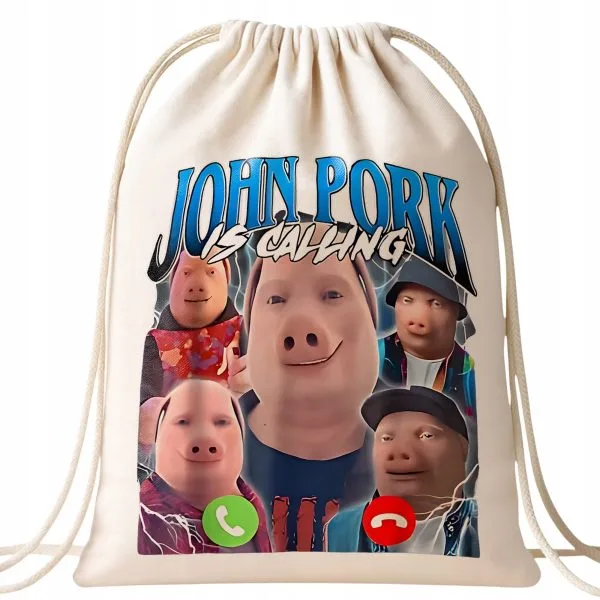 Plecak bawełniany John Pork Calling viral tiktok brainrot mem