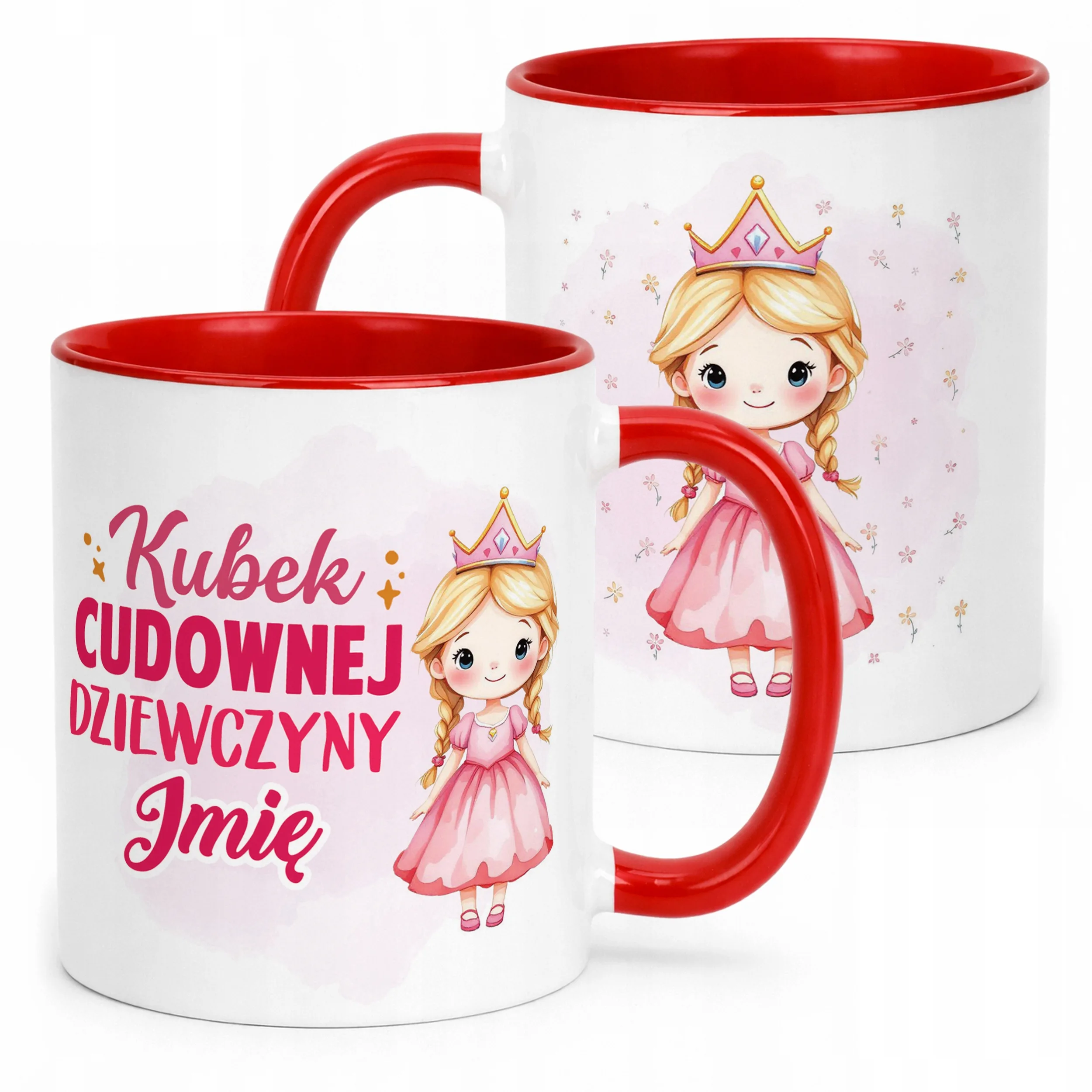 Kubek Czerwony Personalizowany Dzień Kobiet Dla Dziewczynki Prezent