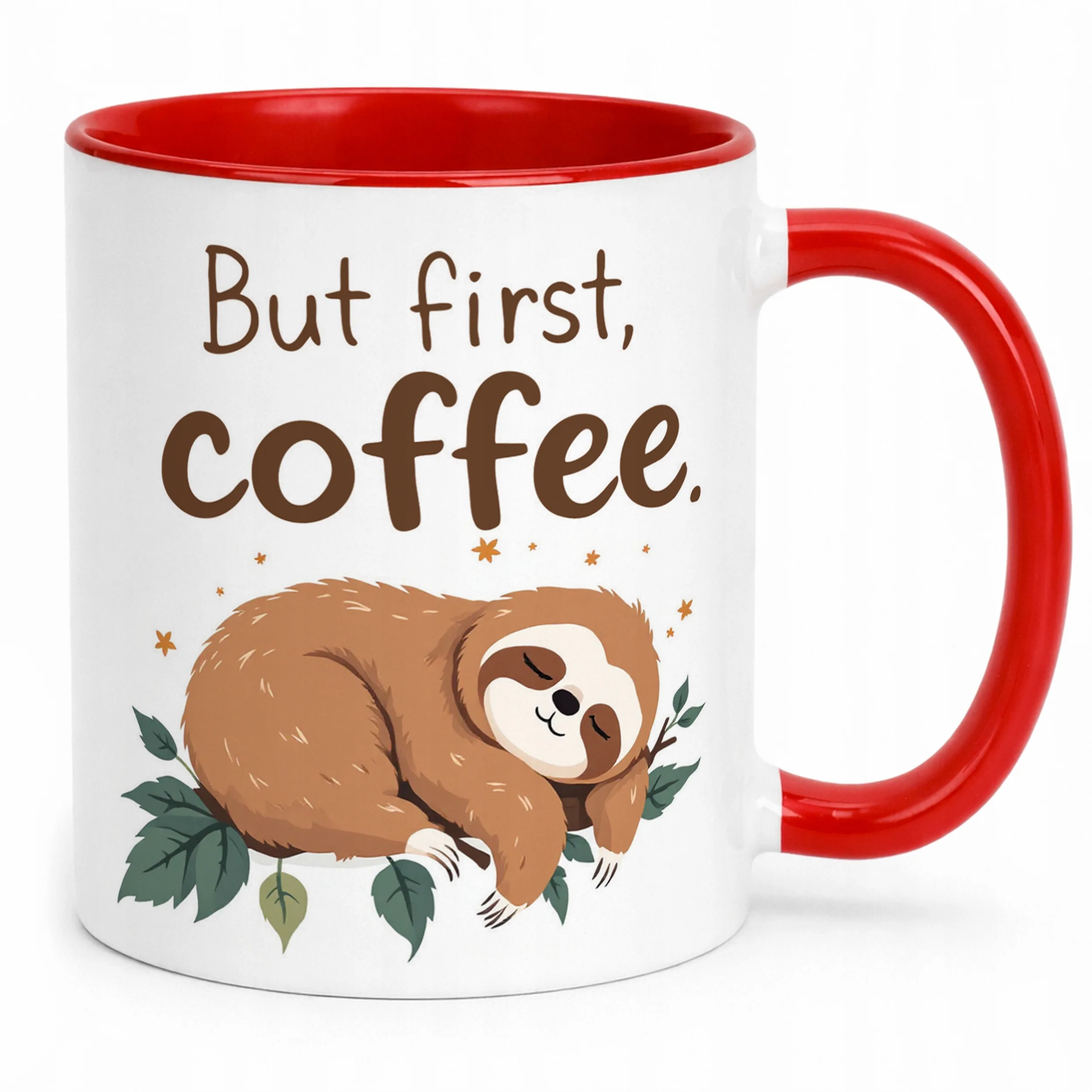 Kubek ceramiczny But First Coffee Kawa Leniwiec Zabawny Prezent