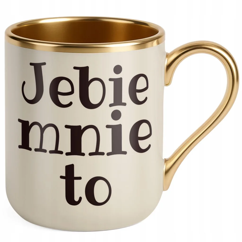 Kubek Premium Złoty Ecru Jeb*e Mnie To Śmieszny Prezent