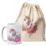 Zestaw personalizowany plecak bawełniany + kubek Jednorożec Unicorn Prezent