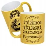 Złoty kubek brokatowy Dzień Kobiet Zabawny Prezent Upominek Dla Kobiety