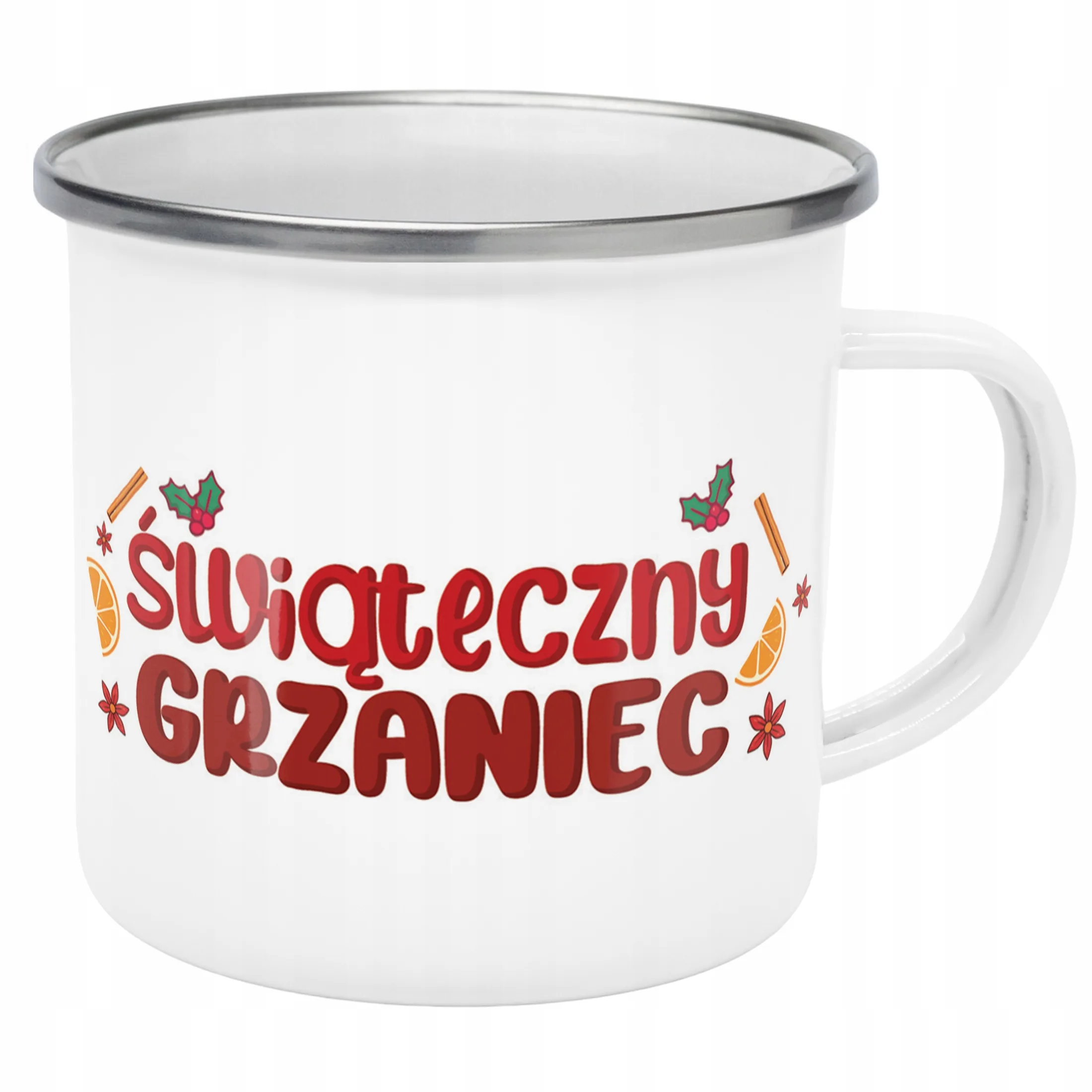 Emaliowany Kubek Garnuszek Świąteczny Świąteczny Grzaniec Boże Narodzenie