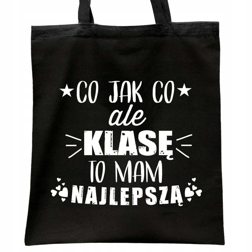 Torba bawełniana czarna na zakupy Dzień Nauczyciela Prezent
