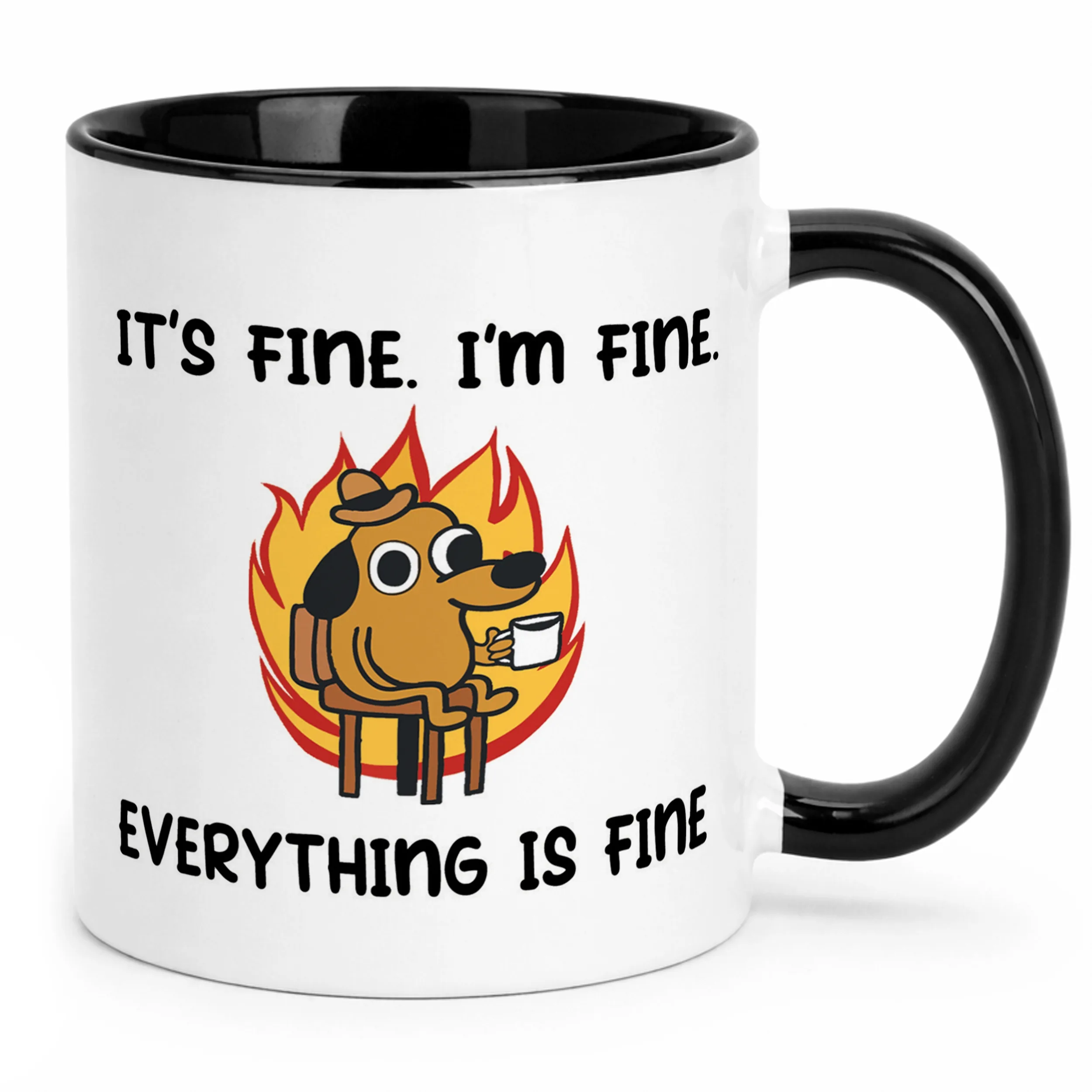 Kubek Czarny It’s Fine I’m Fine Śmieszny Zabawny Prezent