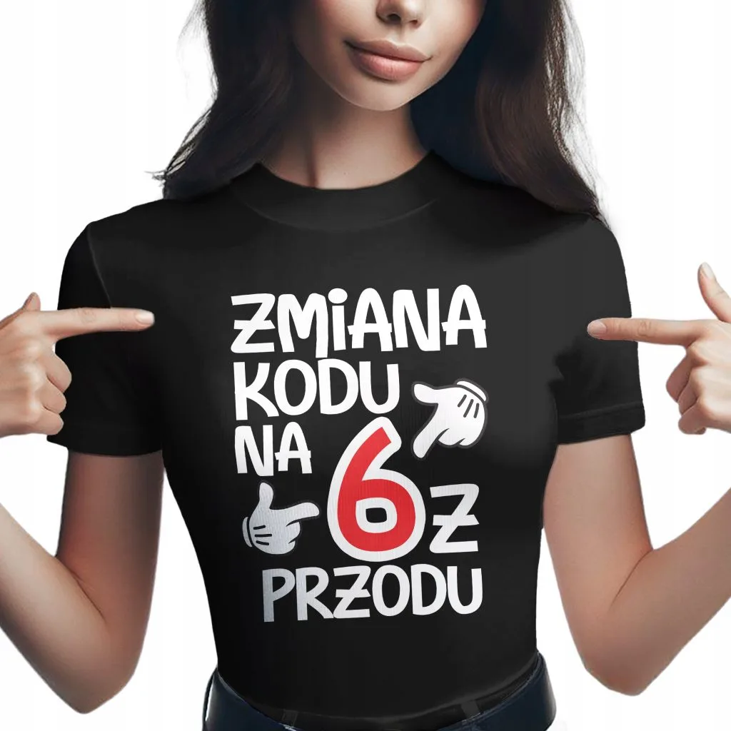 Koszulka damska czarna Zmiana Kodu Na 60 Urodziny Prezent Upominek