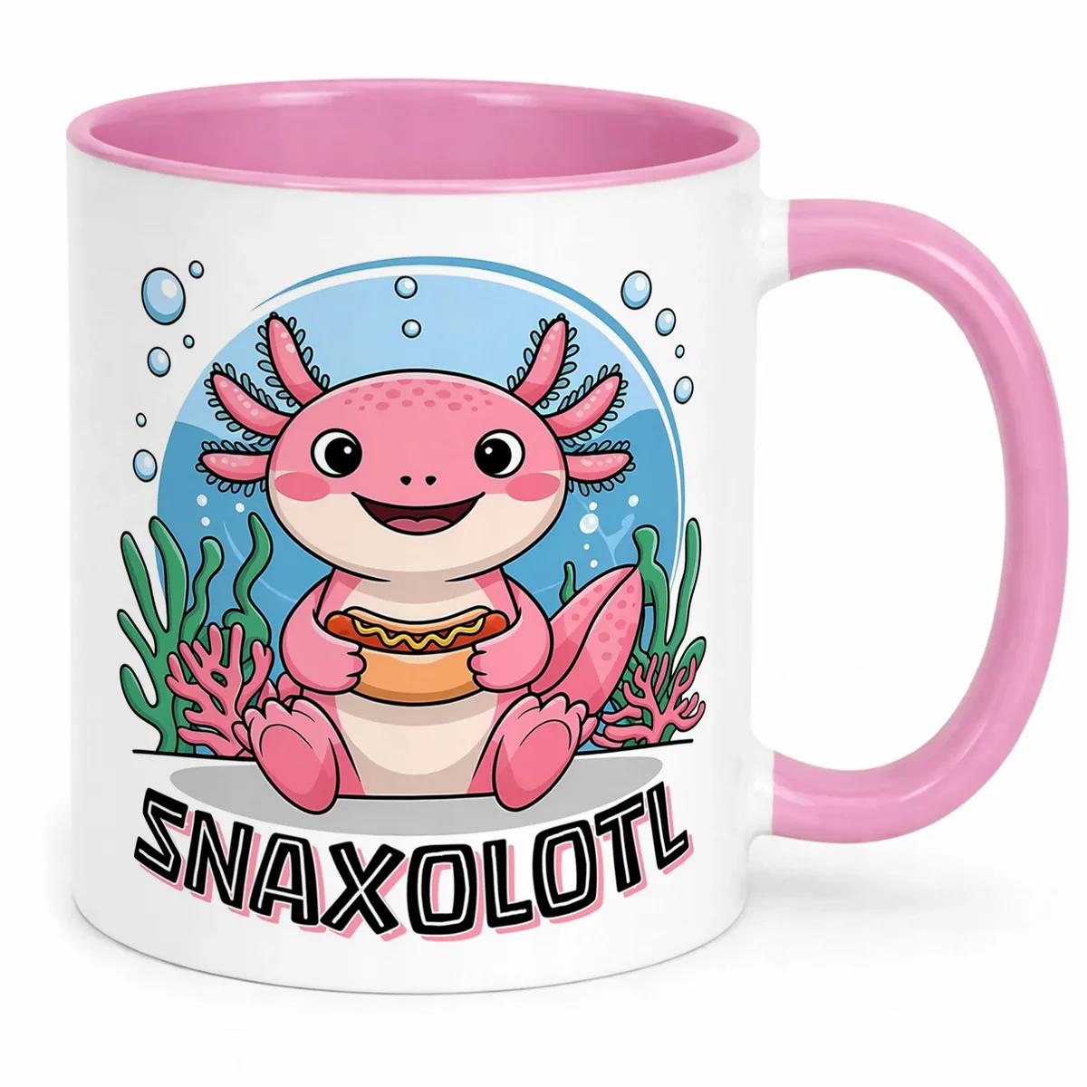 Różowy kubeczek na upominek dla dzieci Aksolotl Axolotl Różowy Zwierzak