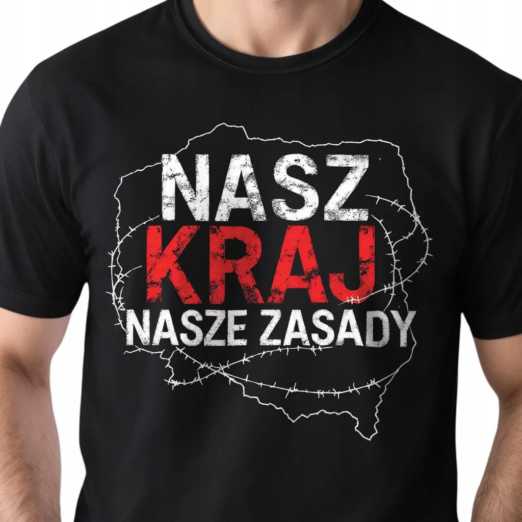 Koszulka czarna męska Nasz Kraj Nasze Zasady Patriotyczna