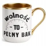 Kubek Premium Złoty Wolność To Pełny Bak Dla Fanów Motoryzacji Prezent