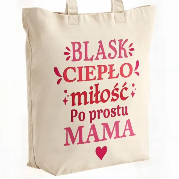 Torba bawełniana premium na zakupy Dzień Matki Prezent Blask Ciepło Miłość