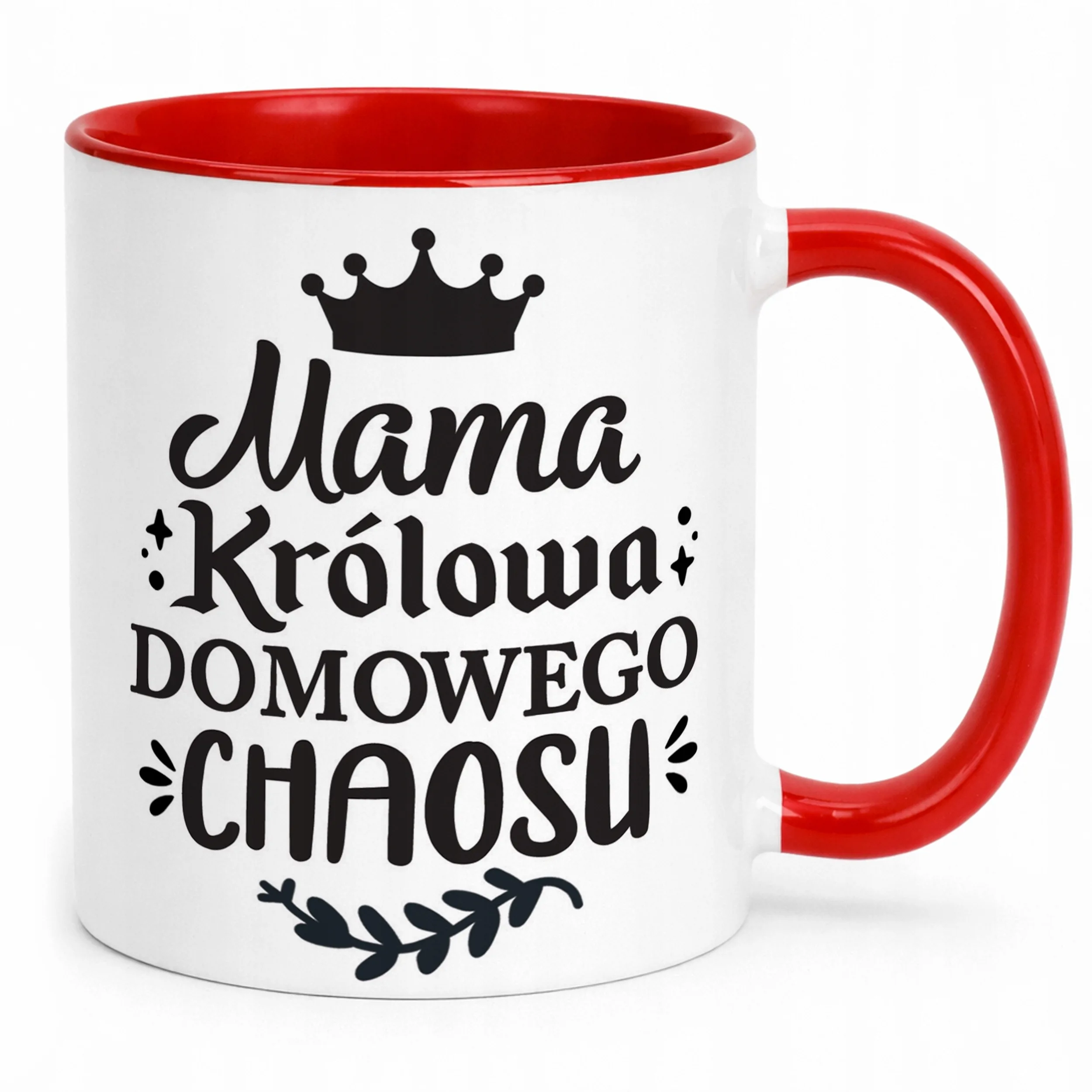Kubek Czerwony Dzień Matki Dla Mamy Prezent Królowa Domowego Chaosu