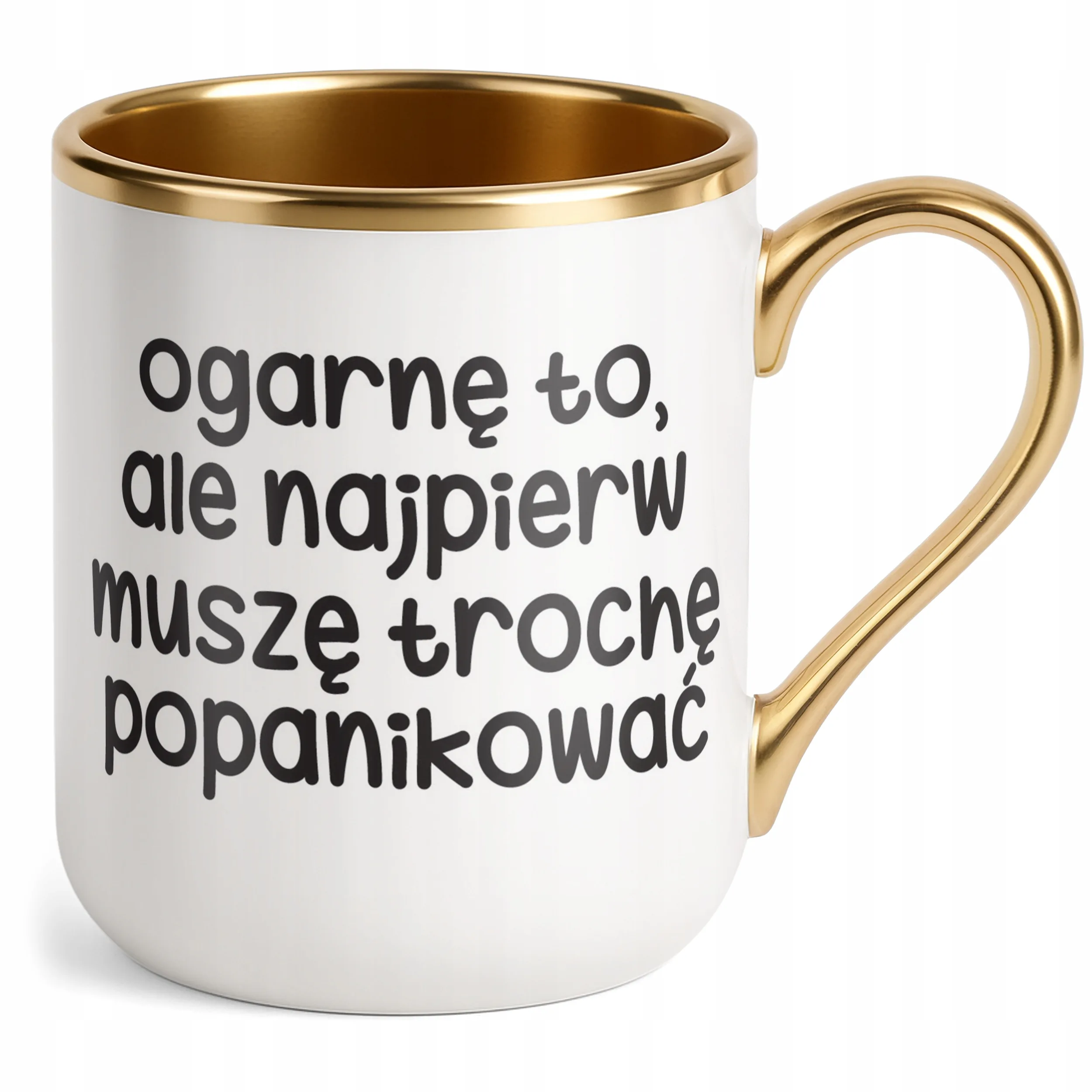 Kubek Premium Złoty Ogarnę To Ale Najpierw Śmieszny Zabawny Prezent