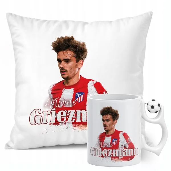 Zestaw Kubek Piłkarski + Poduszka Griezmann Atlético Madryt