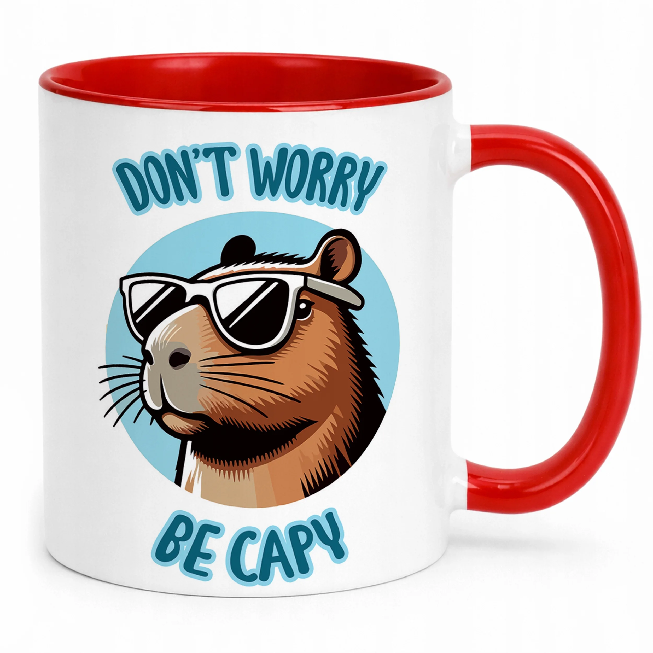 Kubek Czerwony Kapibara Capybara Zwierzak Słodki Dla Dzieci Prezent