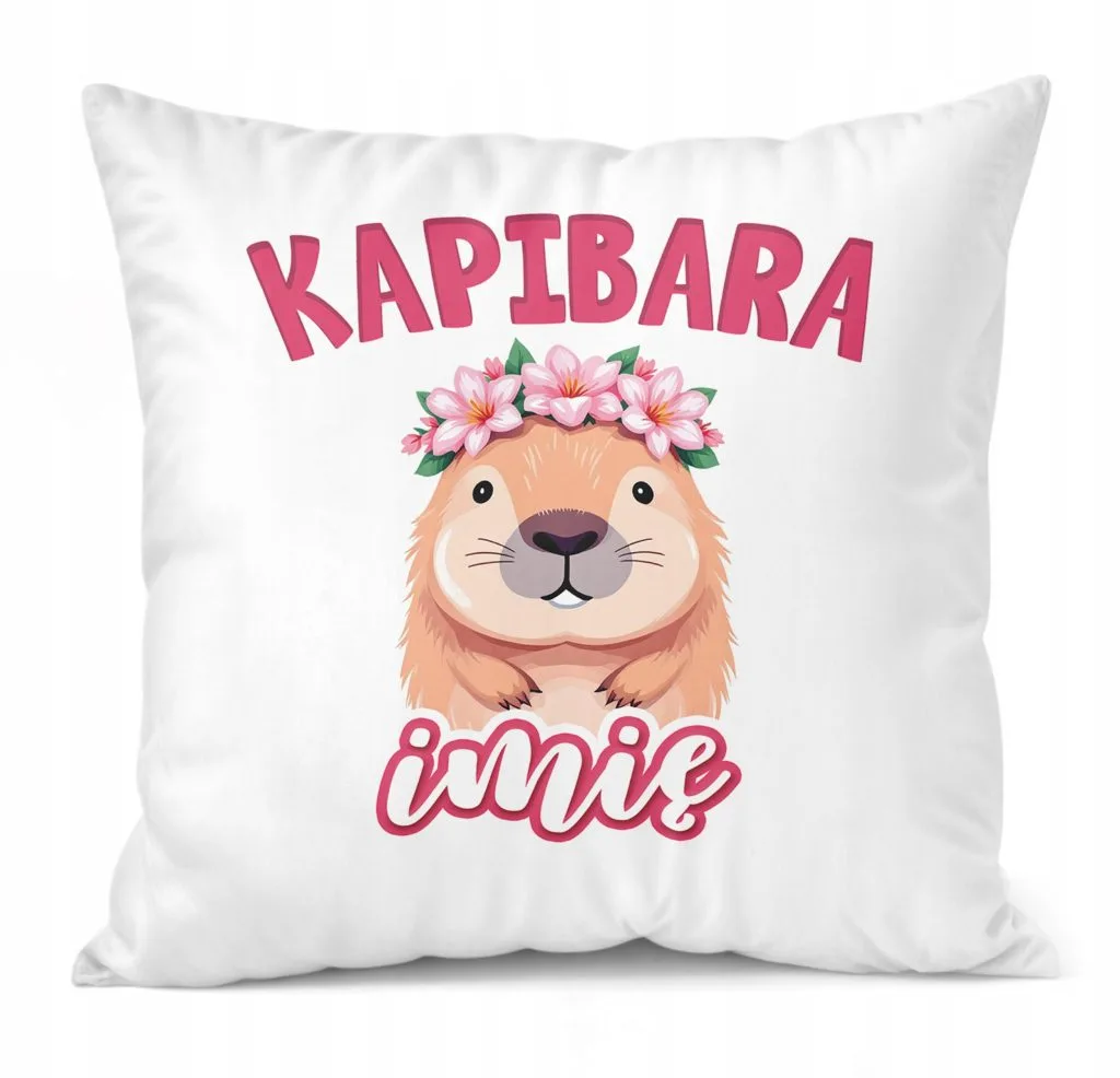 Poduszka 38x38cm Personalizowana Kapibara Capybara Zwierzak Dla Dzieci