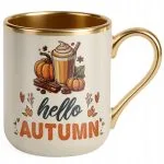 Kubek Premium Złoty Ecru Jesienny Jesień Hello Pumpkin Dynia Prezent