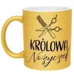 Złoty kubek brokatowy Królowa Nożyczek Dla Fryzjerki Barbera Prezent