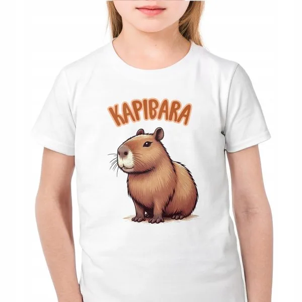 Koszulka biała dziecięca Kapibara Capybara Zwierzak
