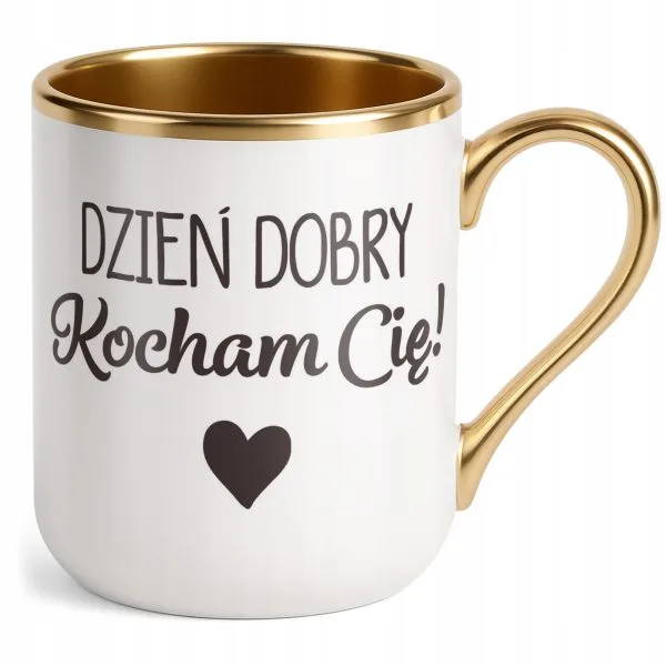 Kubek Premium Złoty Dzień Dobry Kocham Cię Walentynki Prezent