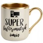 Kubek Premium Złoty Ecru Personalizowany Super Informatyk