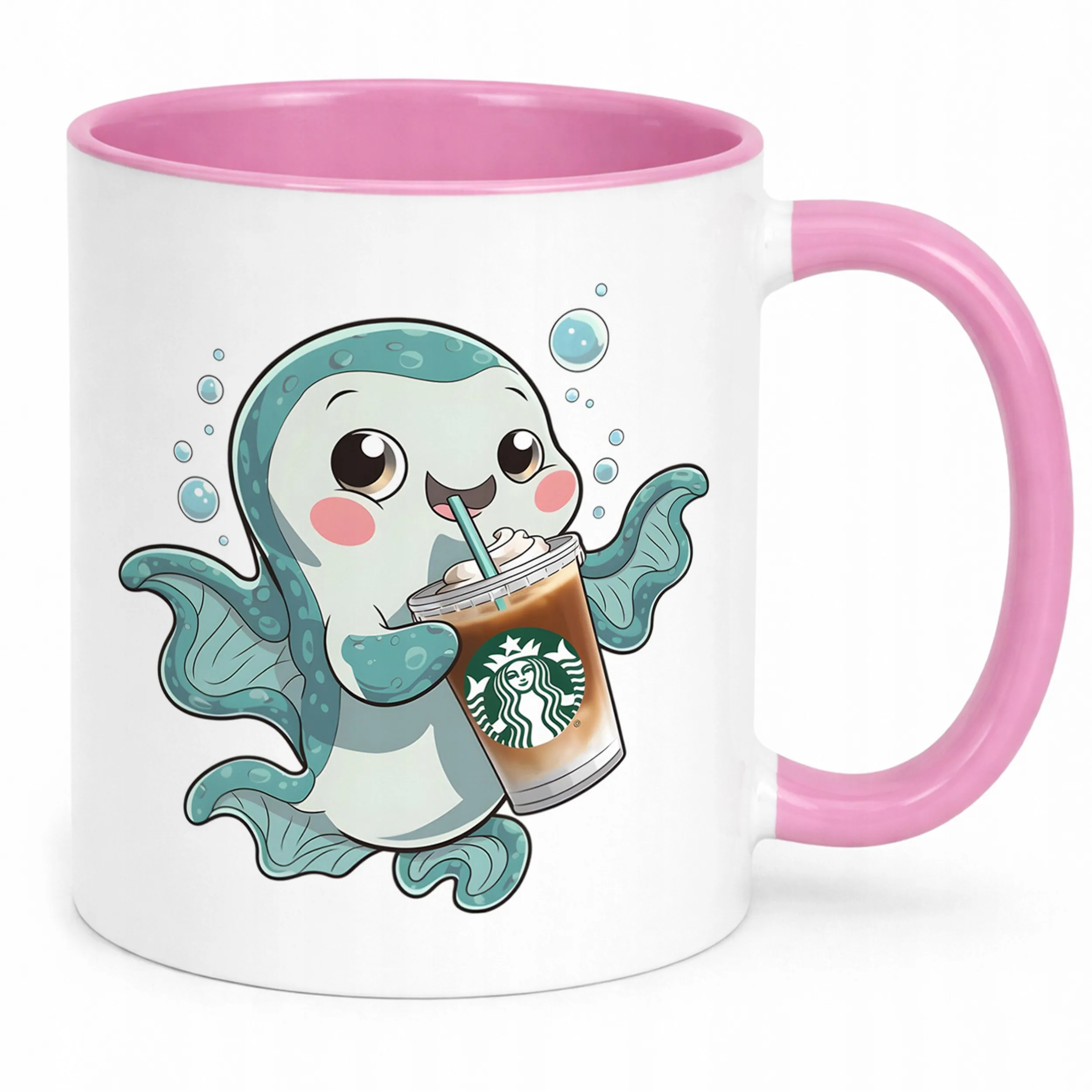Różowy kubek 330ml uśmiech Aksolotl Axolotl Zwierzak Viral Trend HIT