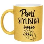 Złoty kubek brokatowy Personalizowany Pani Stylistka Paznokci Prezent