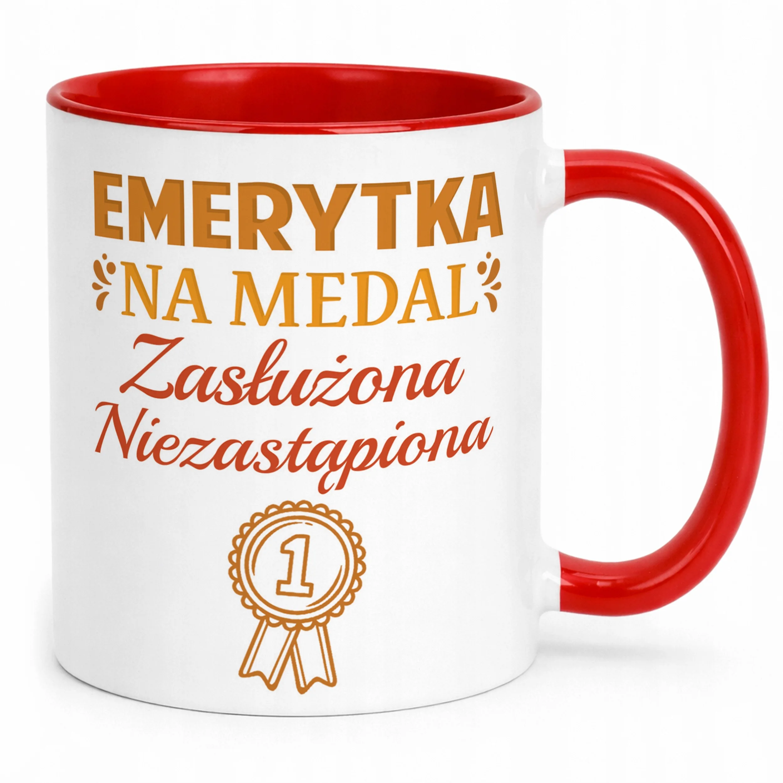 Kubek Czerwony z okazji Emerytury Dla Emerytki Prezent Upominek