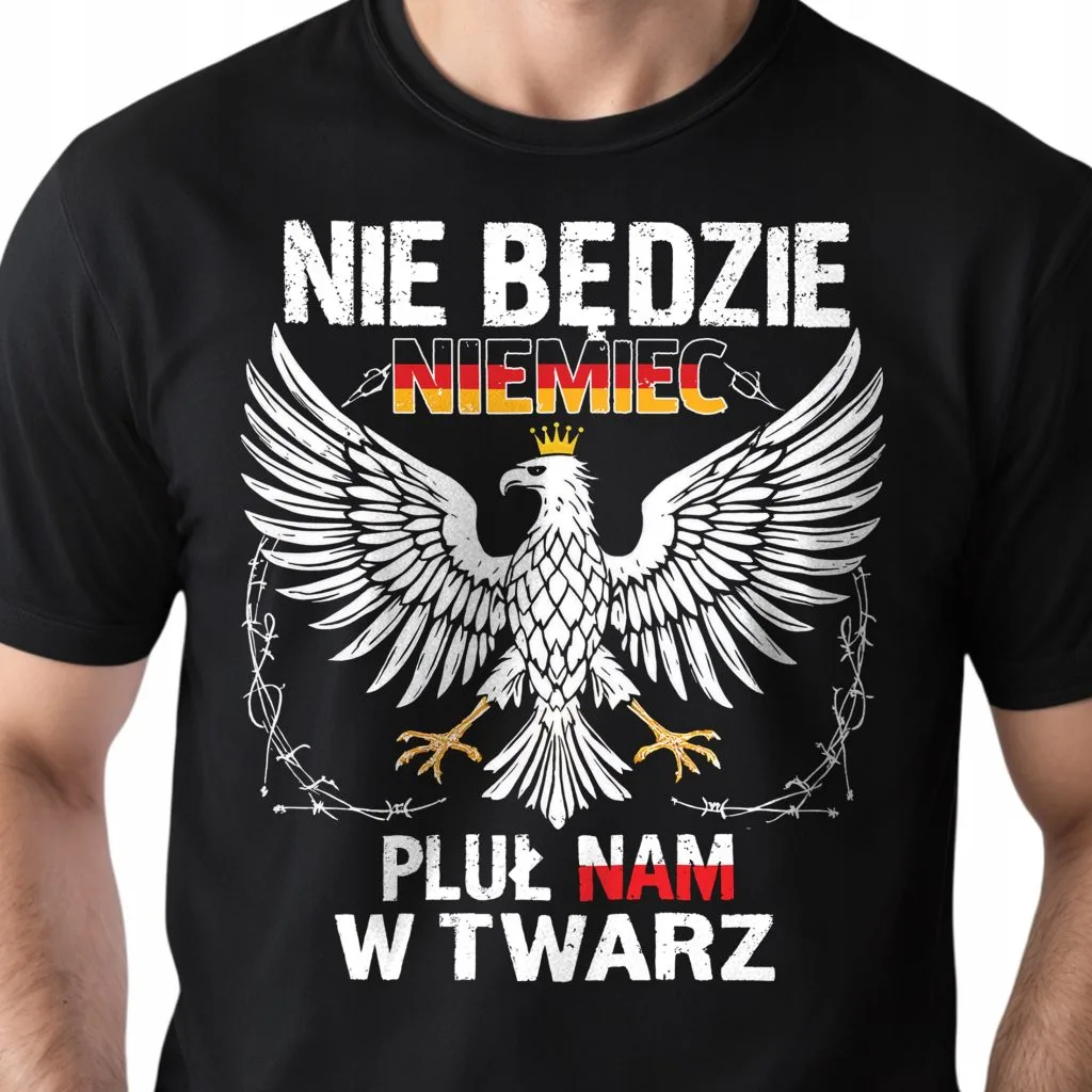 Koszulka czarna męska Nie Będzie Niemiec Pluł Nam W Twarz