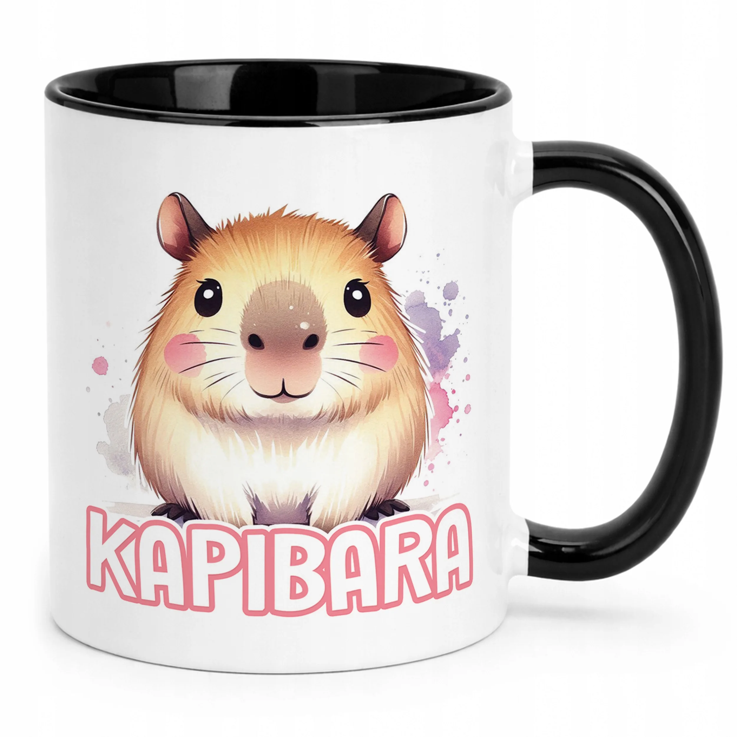 Kubek Czarny Kapibara Capybara Zwierzak Słodki Dla Dzieci Prezent