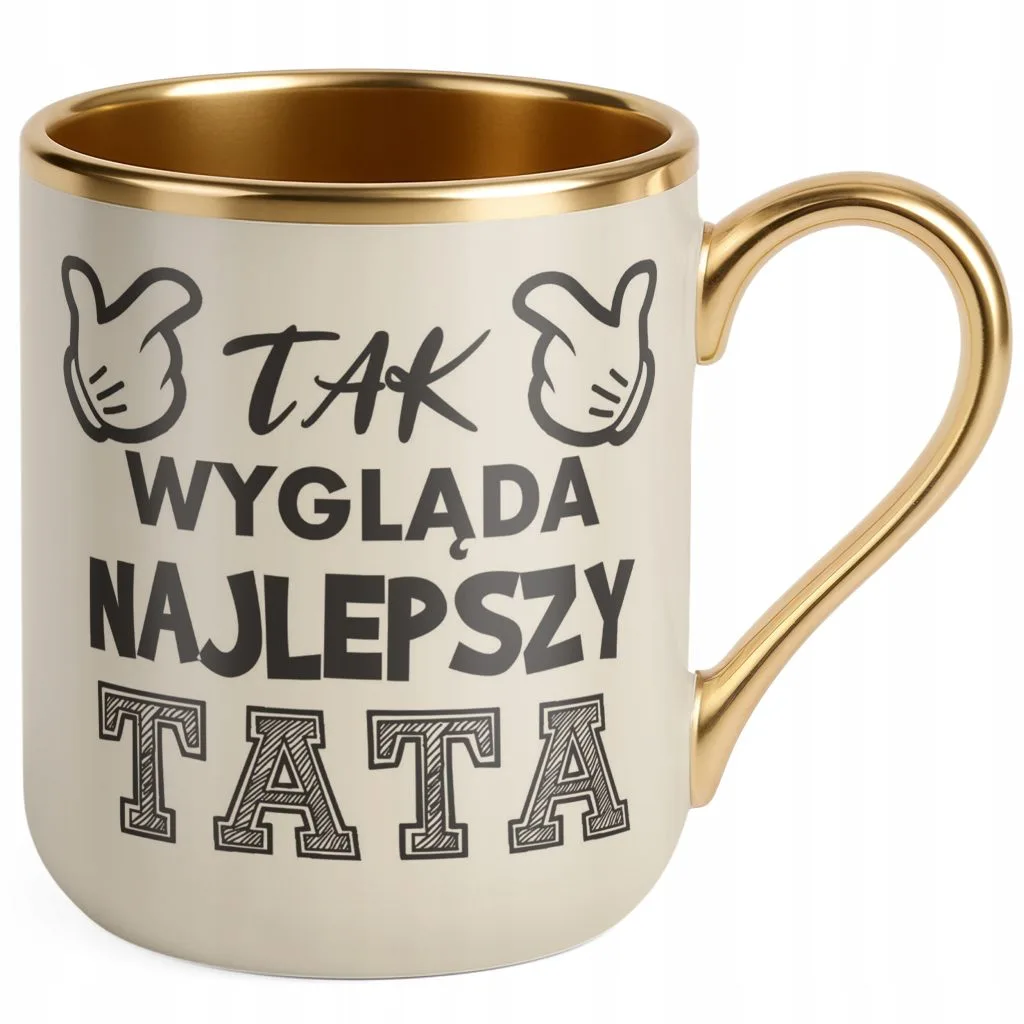 Kubek Premium Złoty Ecru Dzień Ojca Tak Wygląda Najlepszy Tata Prezent