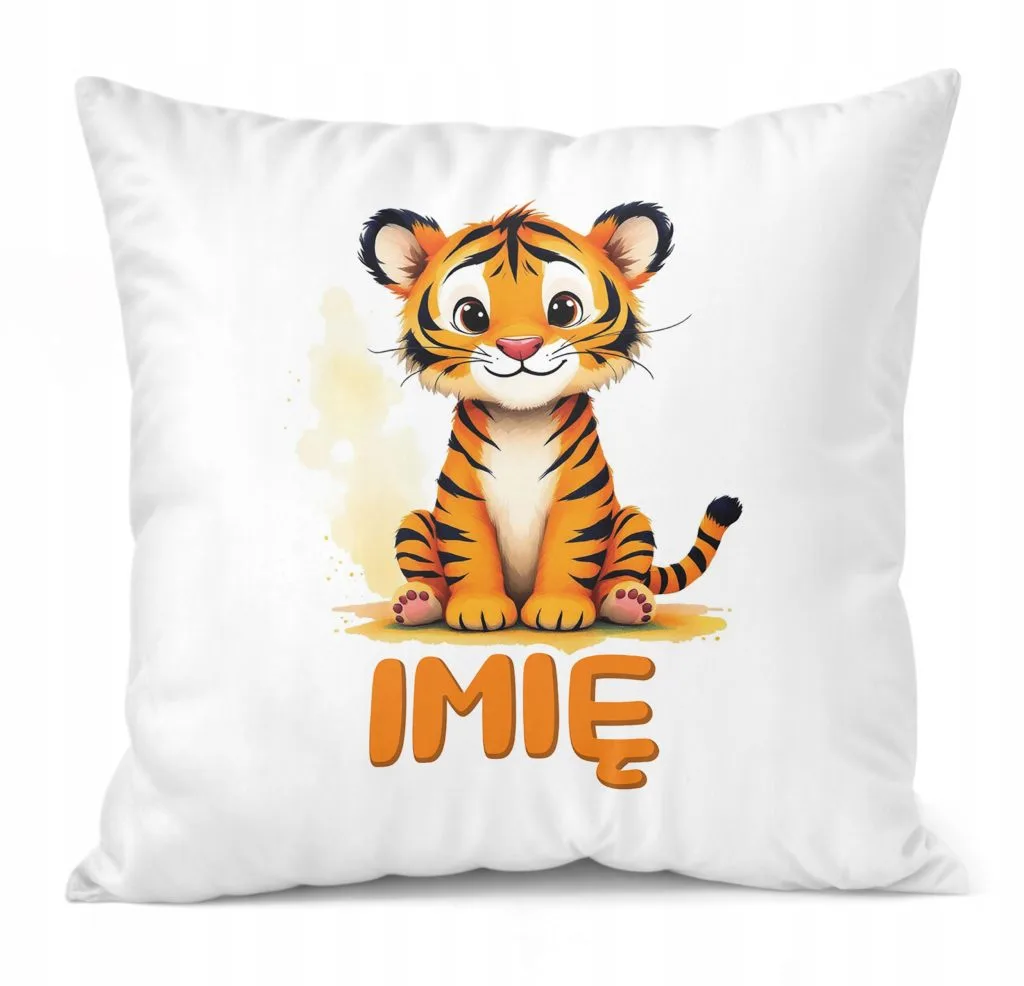 Poduszka 38x38cm Personalizowana Tygrys Zwierzak Słodki Dla Dzieci