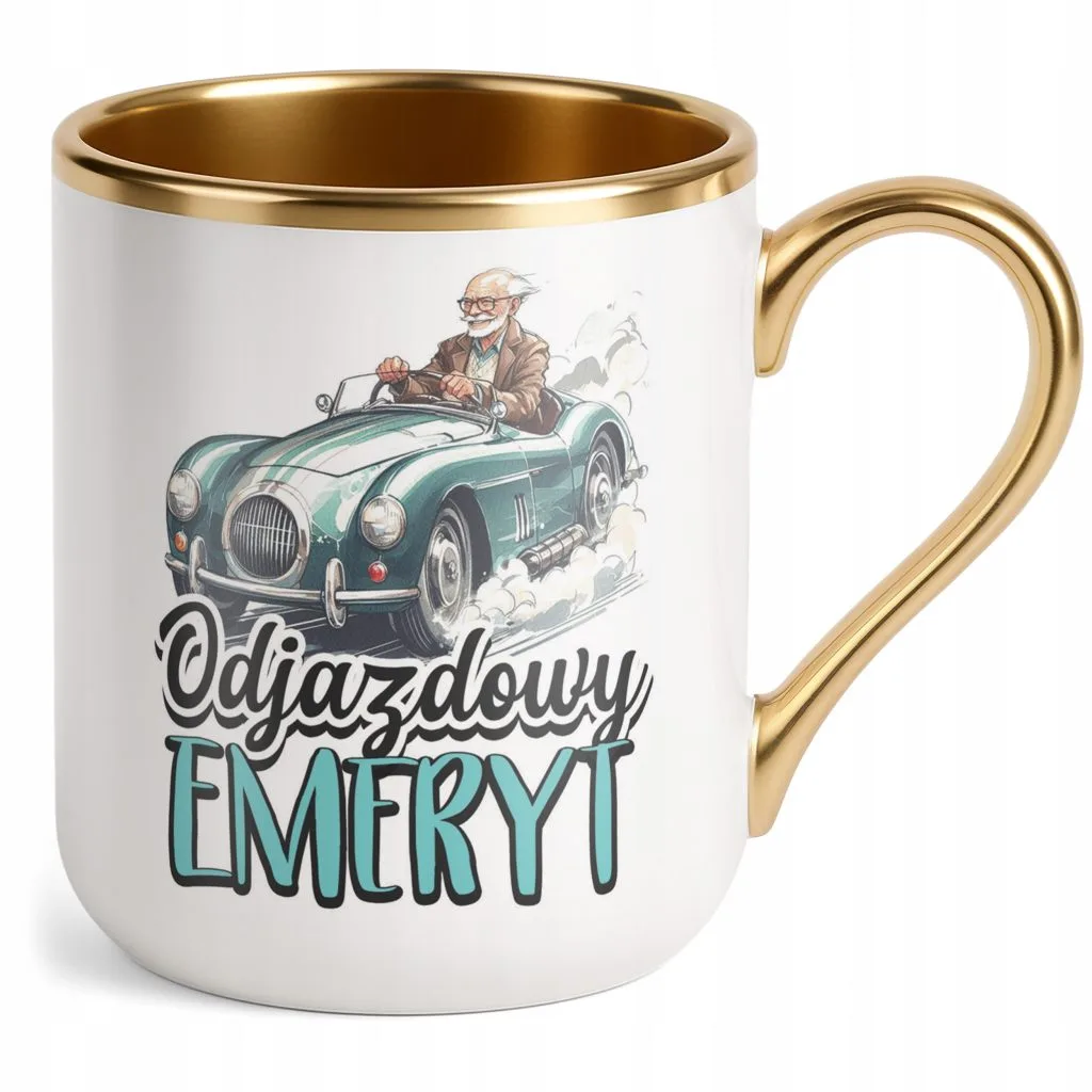 Kubek Premium Złoty Z okazji Emerytury Dla Emeryta Prezent