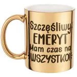 Złoty Kubek ceramiczny z okazji Emerytury Dla Emeryta Prezent Upominek