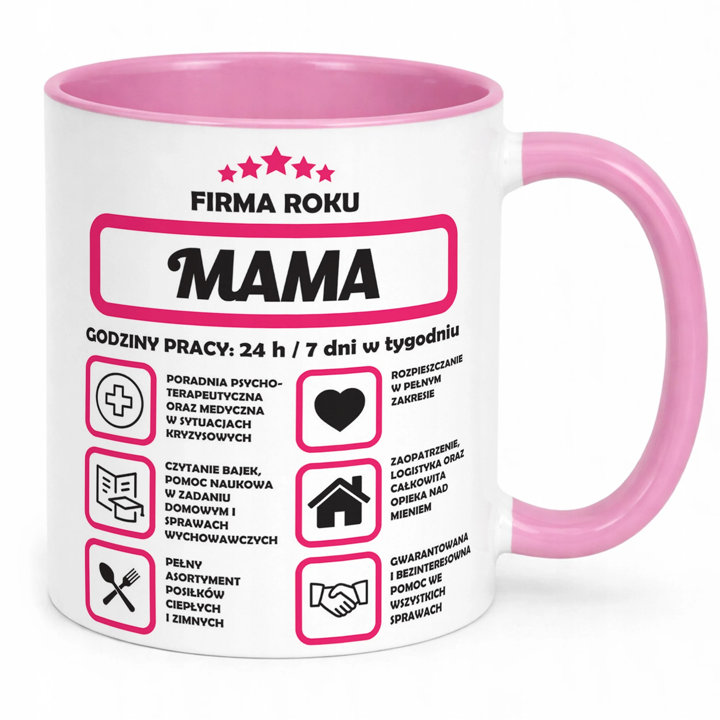 Kubek Różowy Dzień Matki Dla Mamy Prezent Firma Mama